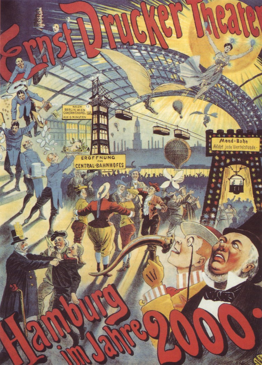 Hamburg a 2000-ben. Az Ernst Drucker Színház plakátja, 1896 alkotó: Adolph Friedländer