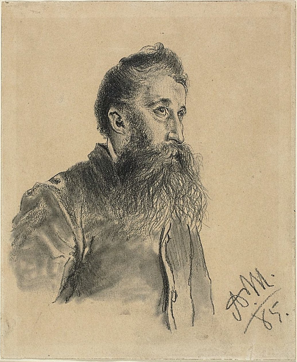 Egy szakállas férfi portréja alkotó: Adolph Menzel
