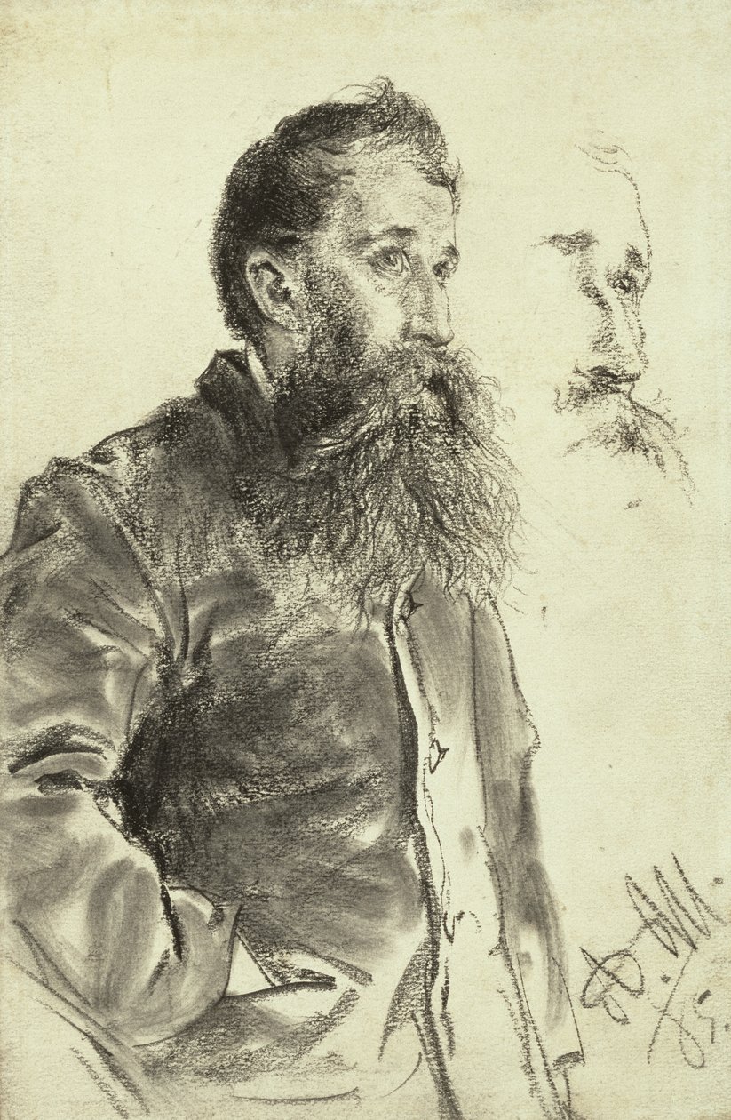 Tanulmány egy szakállas férfiról, keze a zsebében, 1885 alkotó: Adolph Menzel