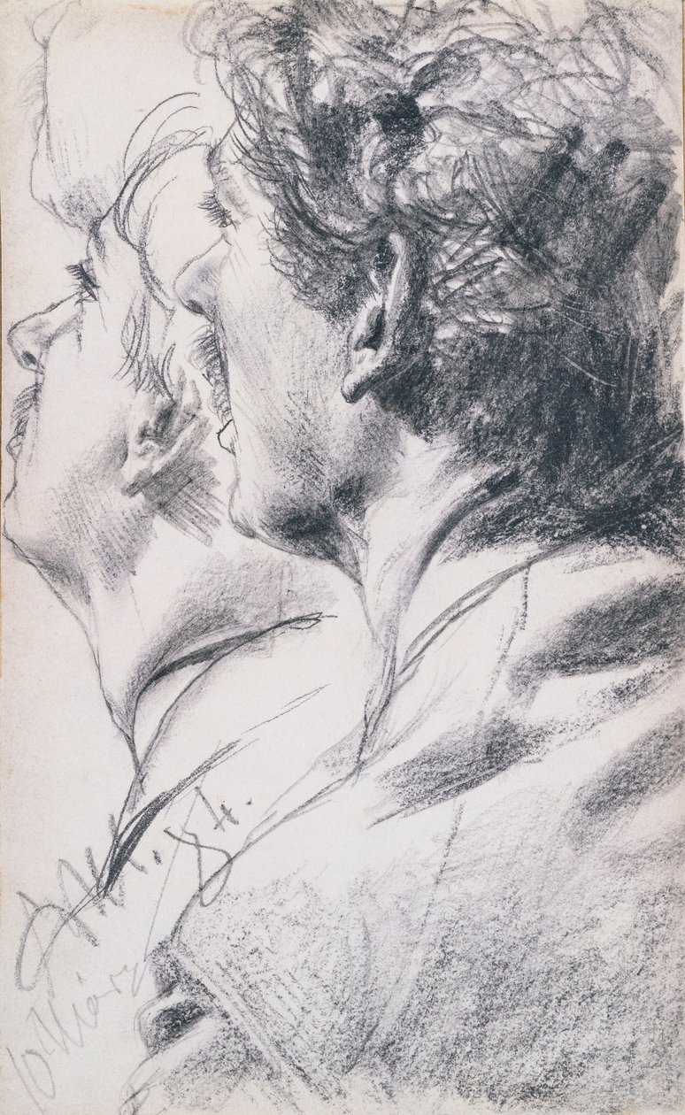 Egy fiatal férfi feje balra, 1884 alkotó: Adolph Menzel