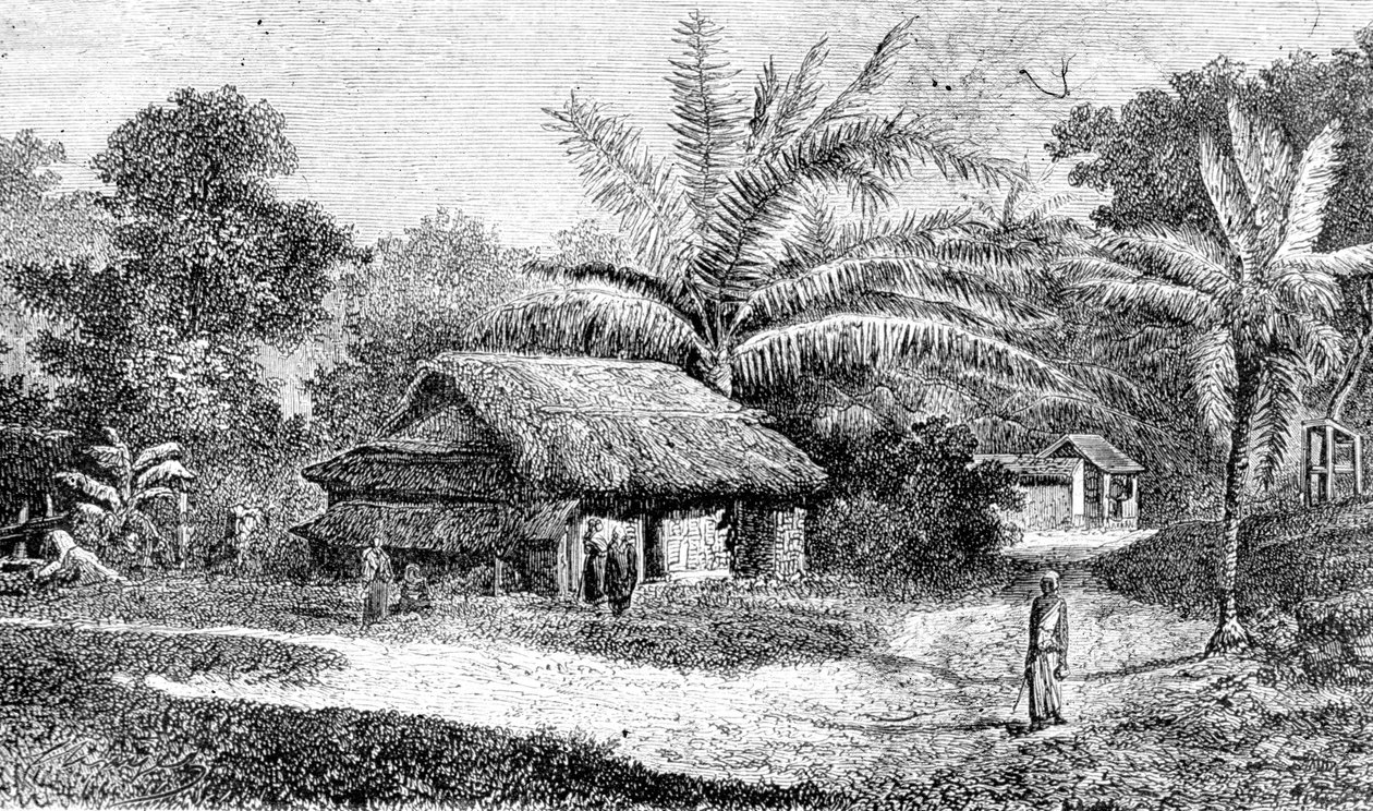 Falu Colombo völgyében, Sri Lanka (metszet) alkotó: Adolph Hermann & Robert (after) Schlagintweit