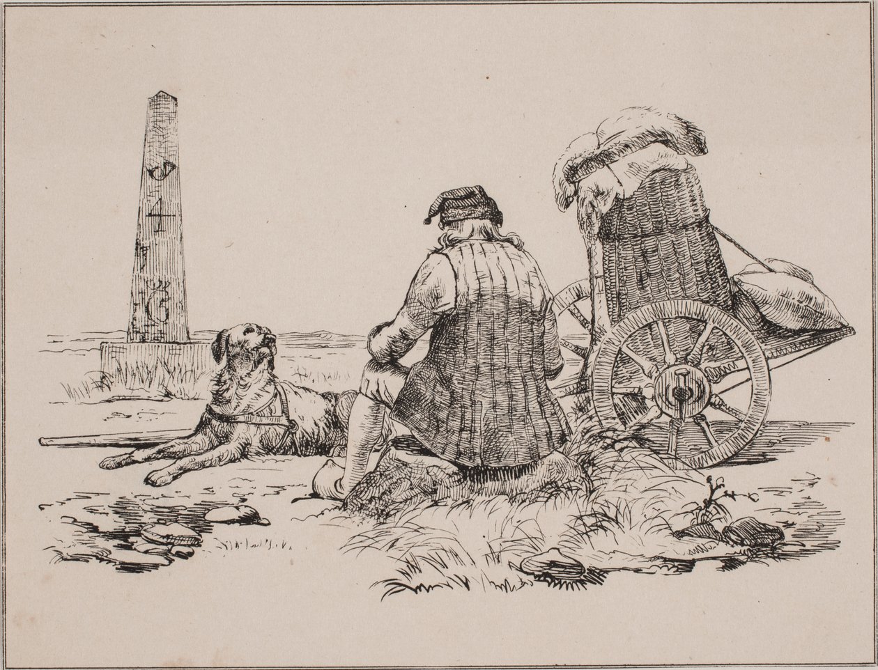 A házaló és a kutyája alkotó: Johan Adolph Kittendorff