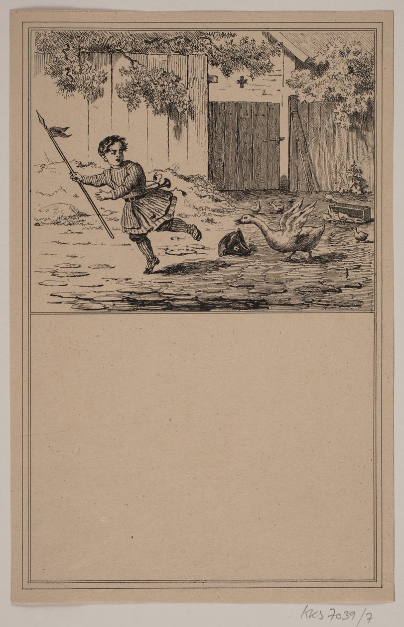 A bátor hős. Nem. 6 in Chr. Winther és M. Rørbye, "25 kép kisgyermekeknek" alkotó: Johan Adolph Kittendorff