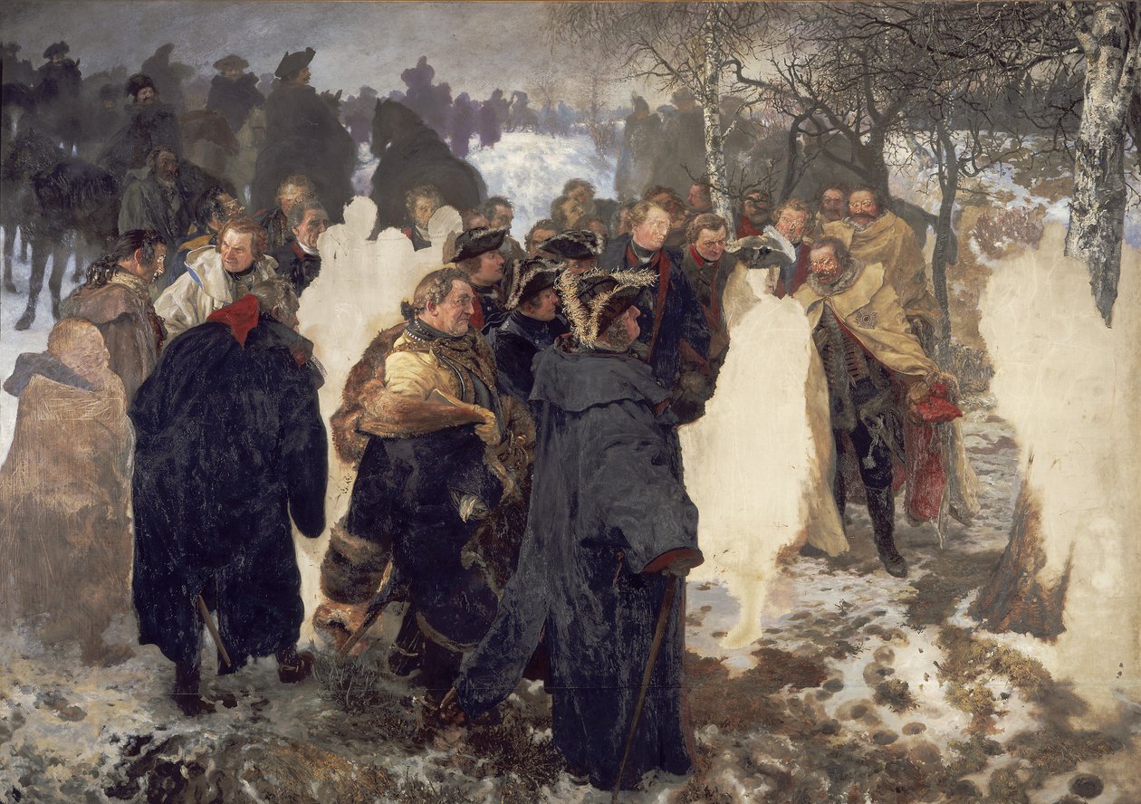 Nagy Frigyes beszéde tábornokaihoz az 1757-es leutheni csata előtt. Befejezetlen alkotó: Adolph Menzel