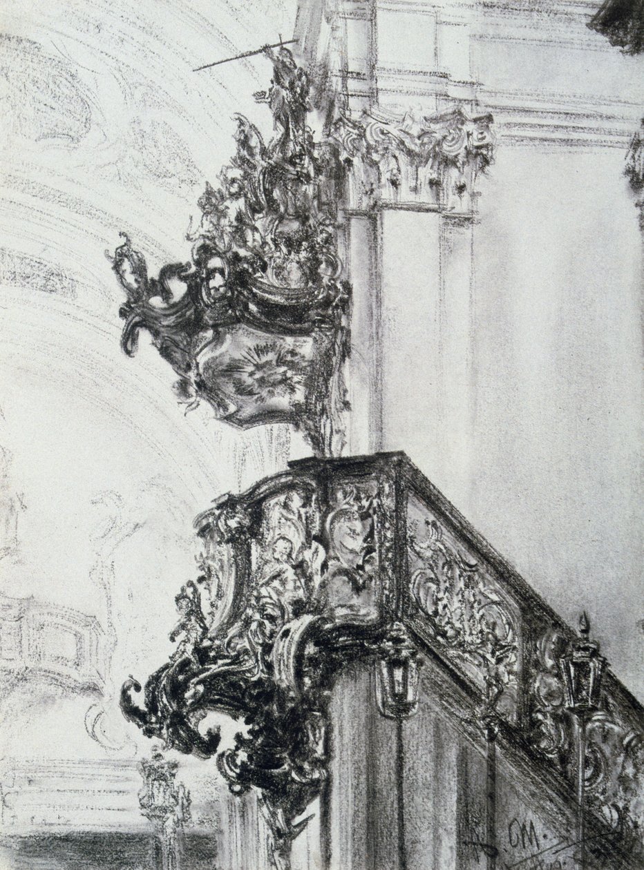 Építészeti tanulmány, 1830-1905 alkotó: Adolph Menzel