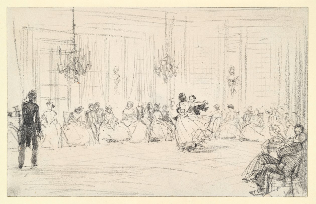 Bál és egy táncoló pár alkotó: Adolph Menzel