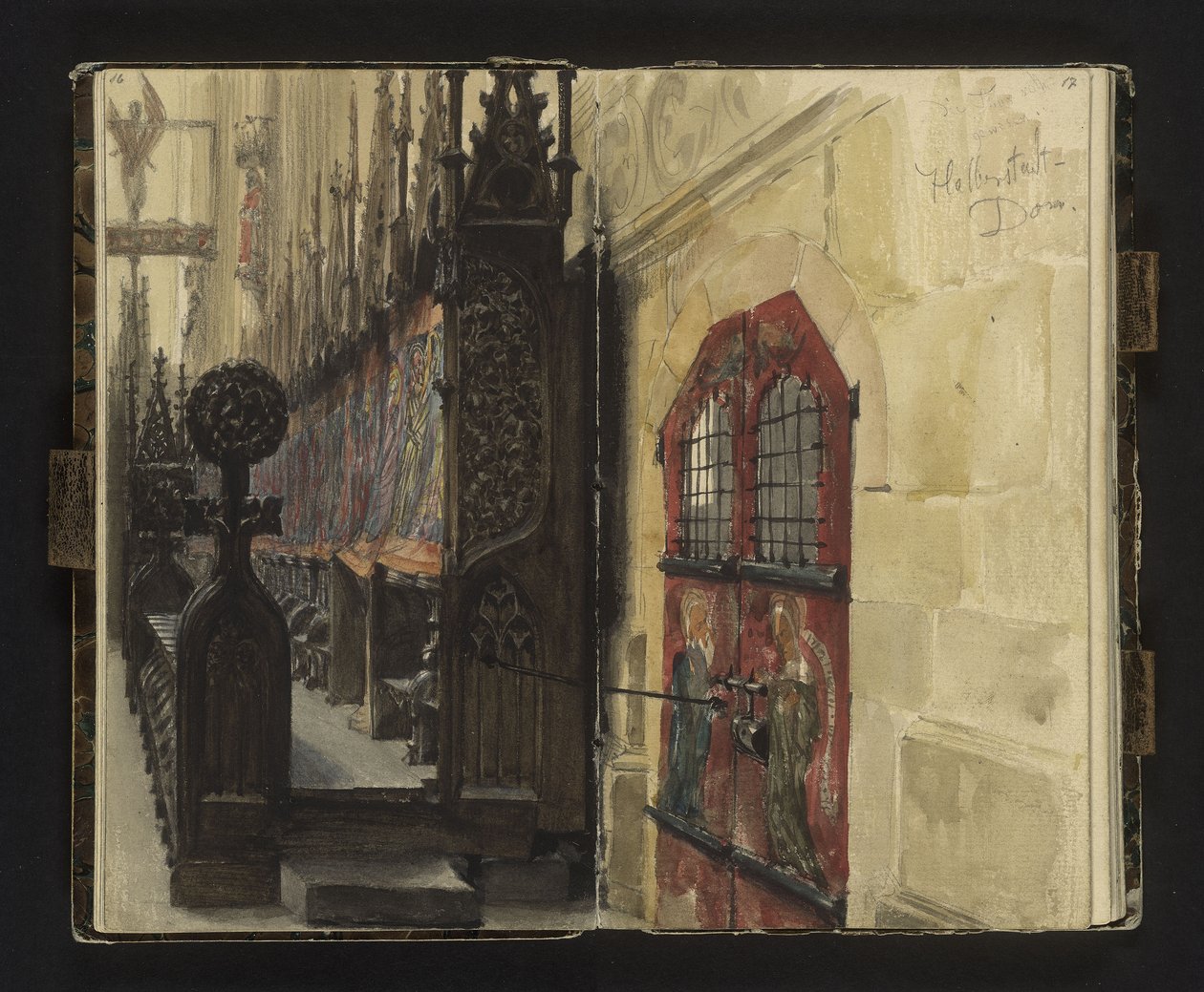 Kilátás a Halberstadti székesegyház kóruspadjaira alkotó: Adolph Menzel