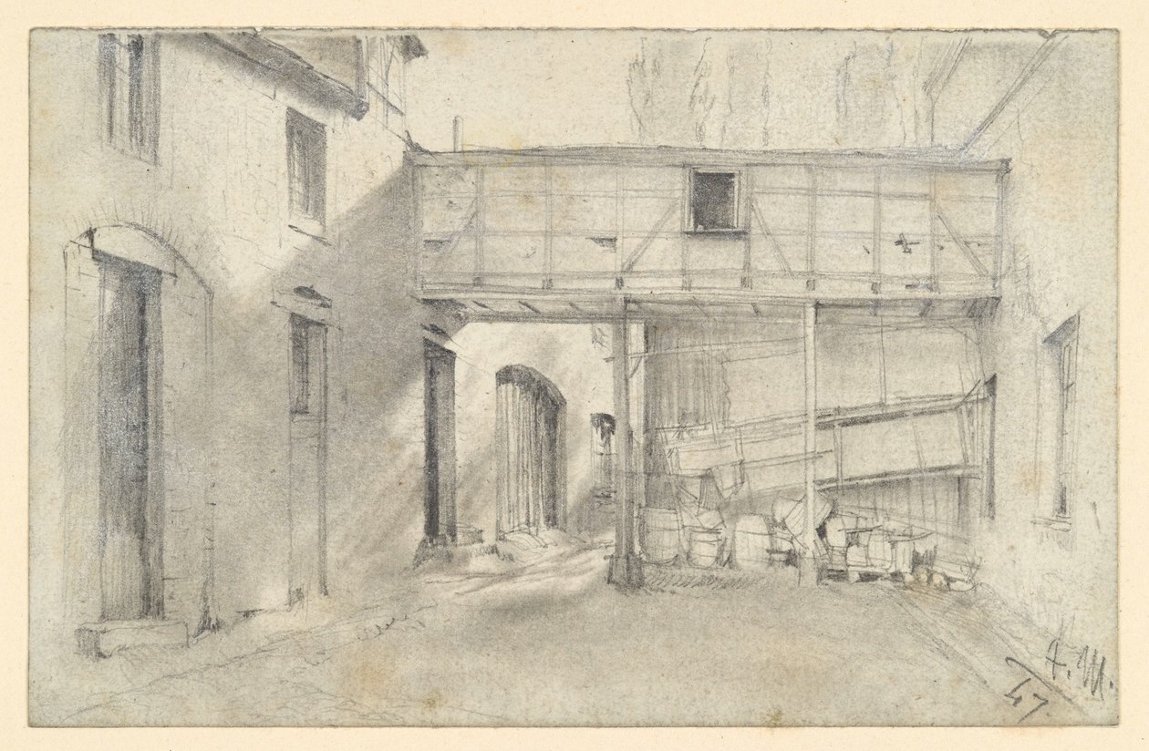 Kilátás egy udvarra alkotó: Adolph Menzel