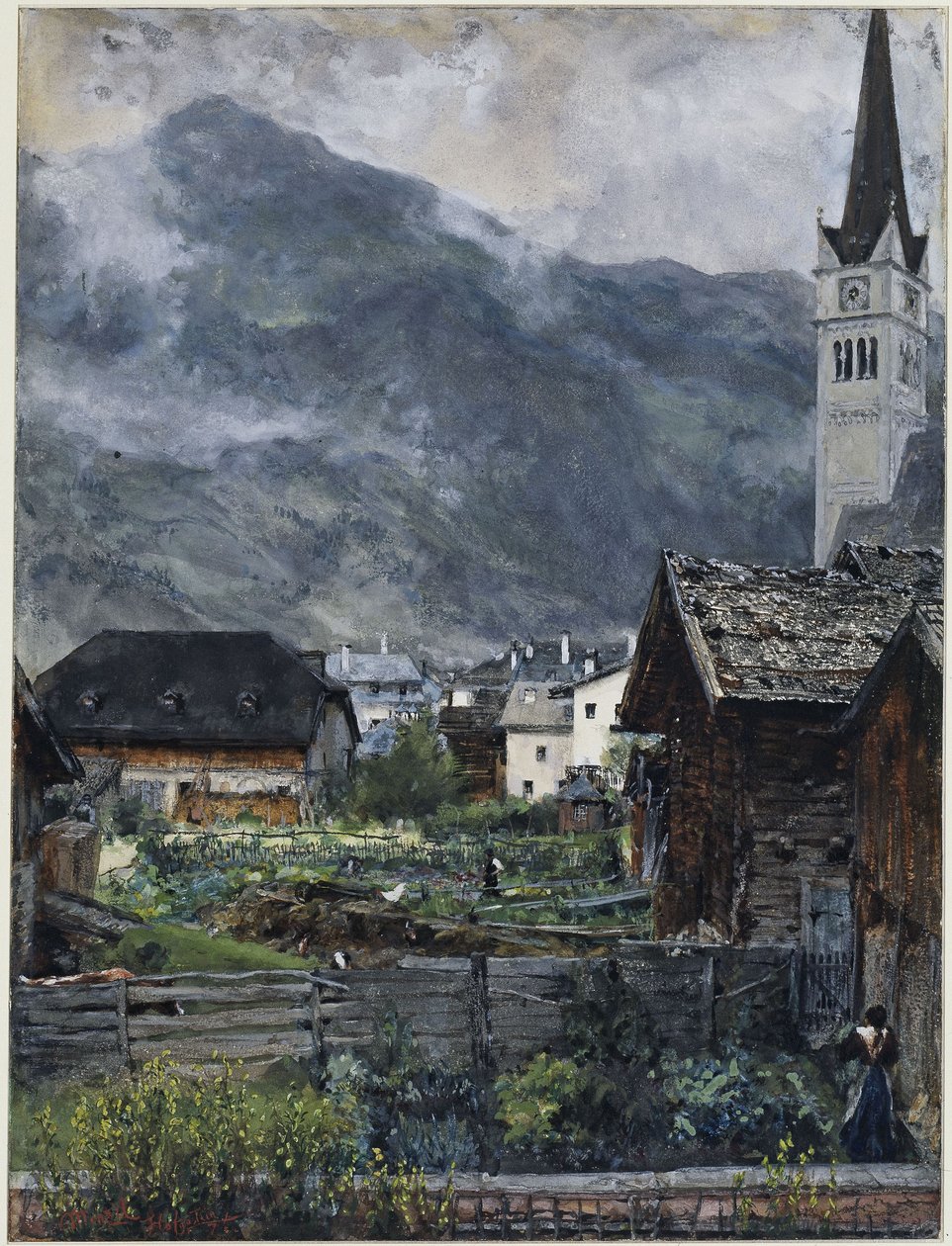 Kilátás a Villa Herrmannból a Hofgastein-völgyre alkotó: Adolph Menzel
