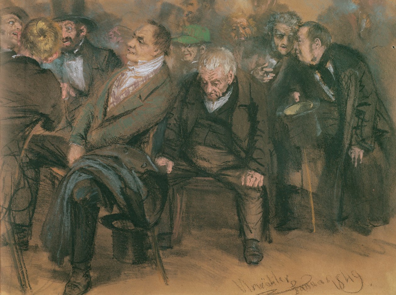 Burzsoá németek nyilvános gyűlésen, 1849 (pasztell, papíron) alkotó: Adolph Menzel