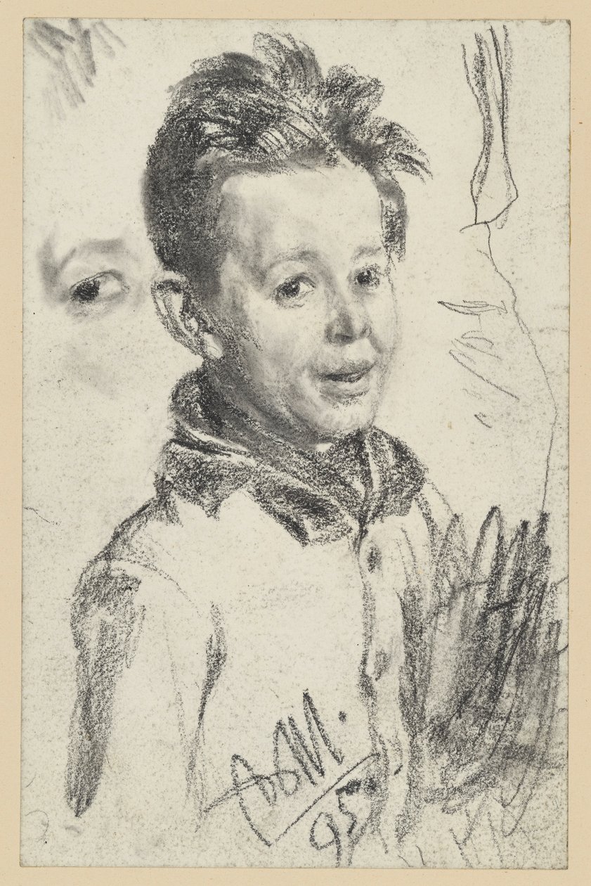 Jobbra néző fiú mellképe, szemtanulmányok alkotó: Adolph Menzel