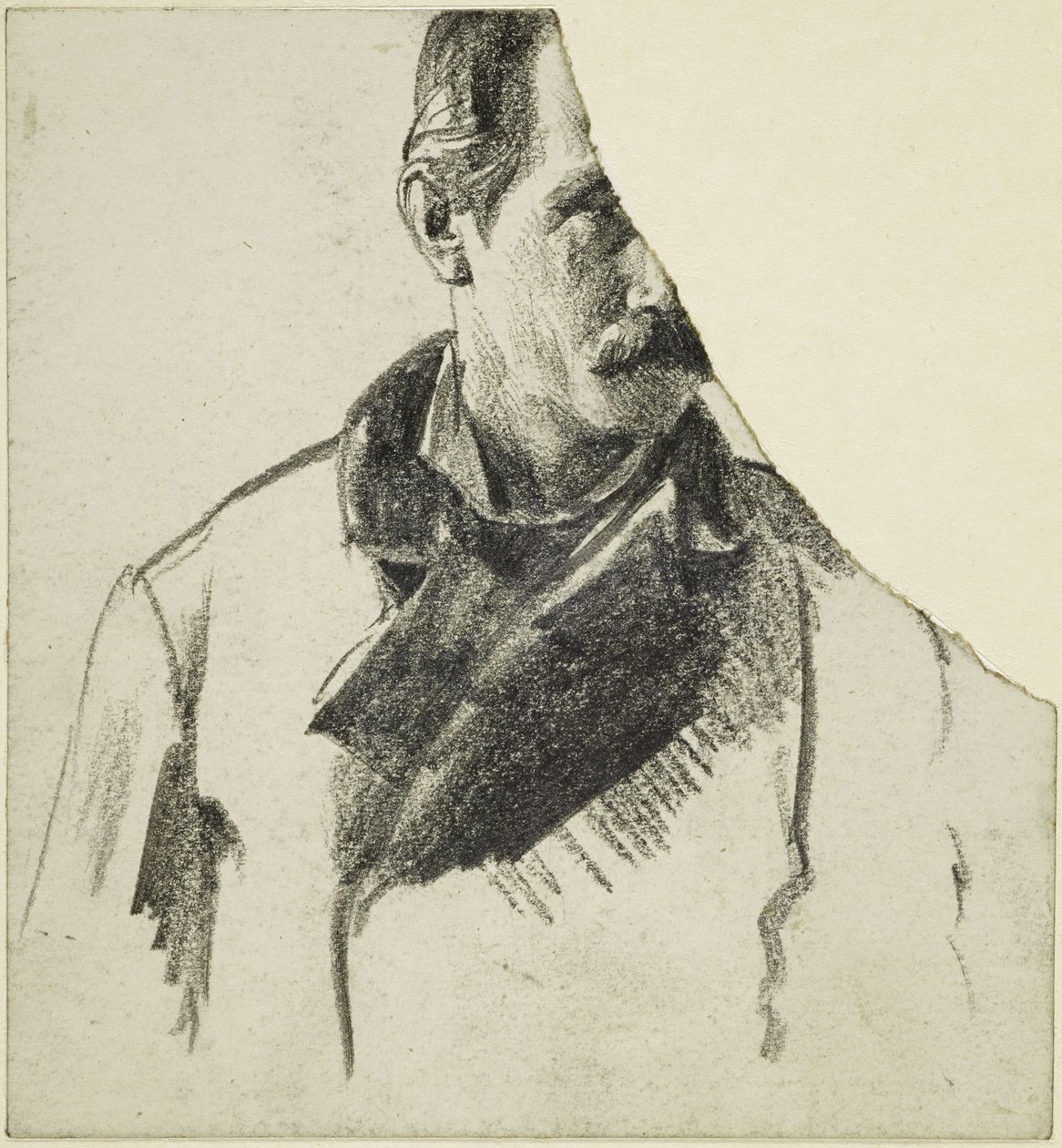 Egy bajuszos férfi mellképképe, fejét jobbra fordítva alkotó: Adolph Menzel
