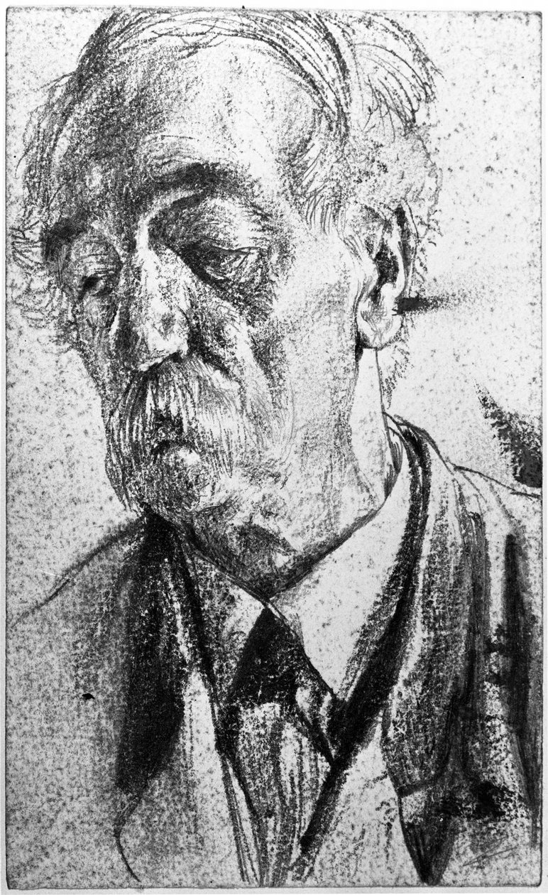 Egy bajuszos, idősebb férfi mellkép alkotó: Adolph Menzel