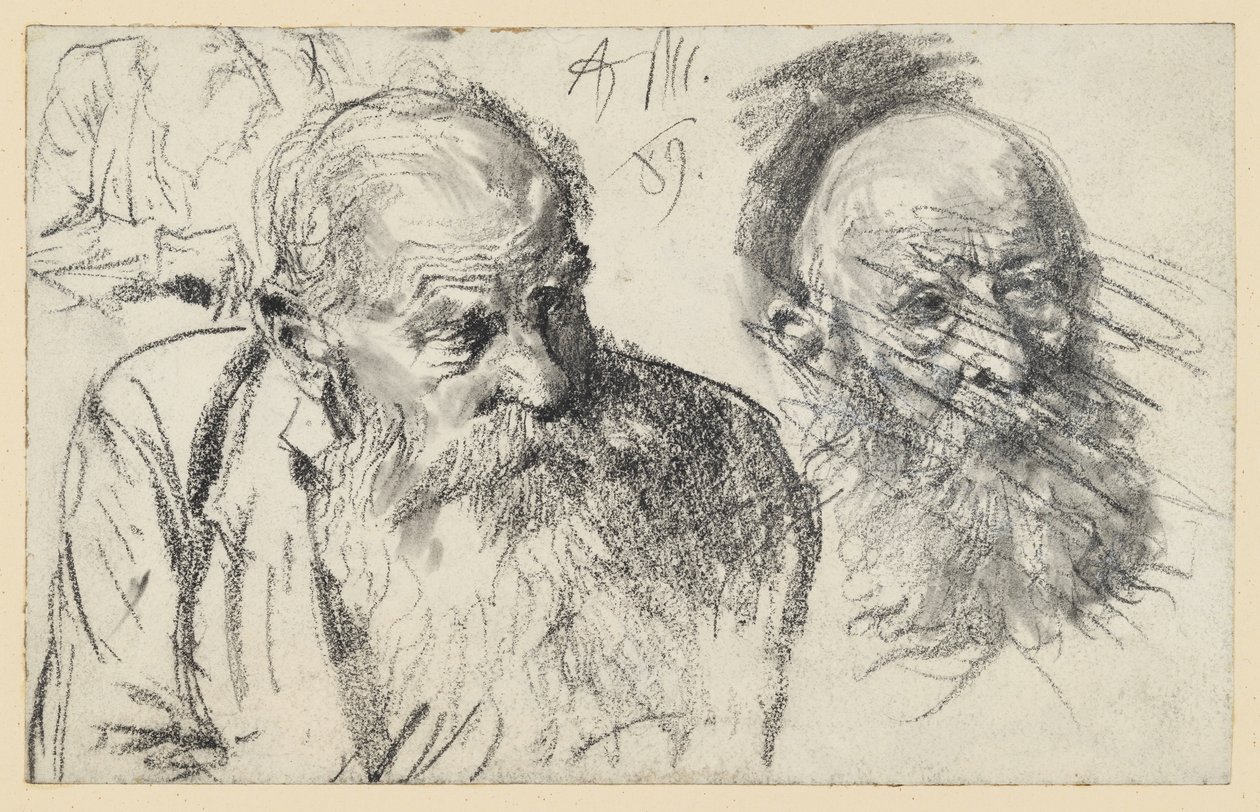 Egy öreg szakállas férfi mellképe és egy öreg szakállas férfi feje (elvetve) alkotó: Adolph Menzel