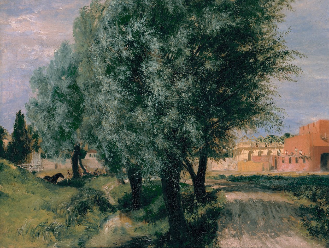 Építési telek Willows-szal, 1846 alkotó: Adolph Menzel