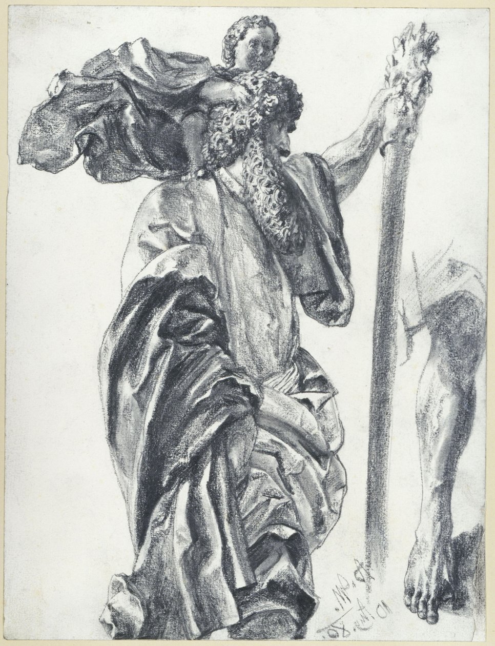 A freibergi apostolmester Szent Kristóf-szobra Drezdában alkotó: Adolph Menzel