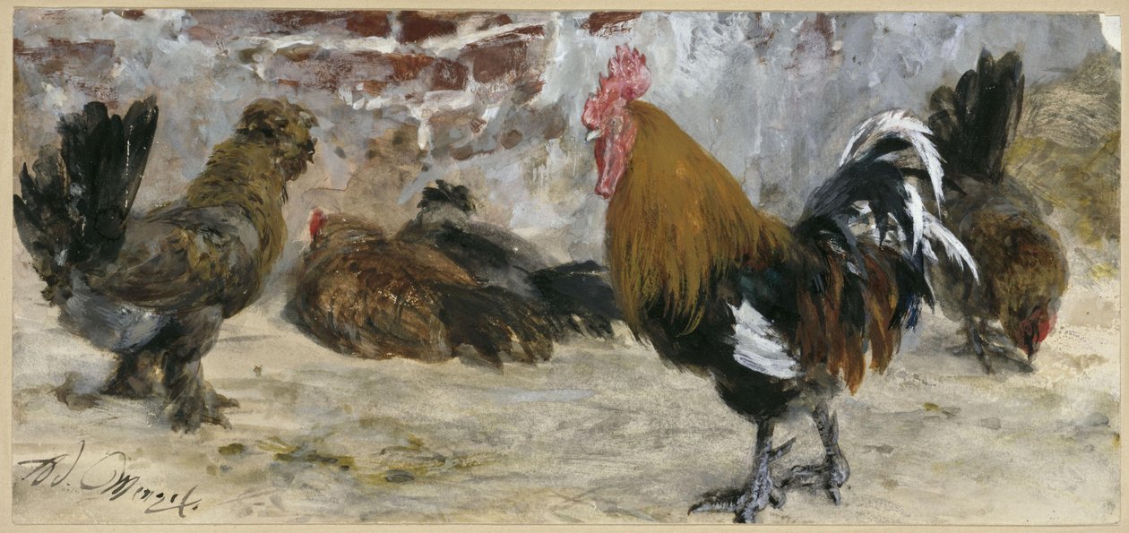 A kakas és a tyúkok. A „Gyermekalbumból” alkotó: Adolph Menzel