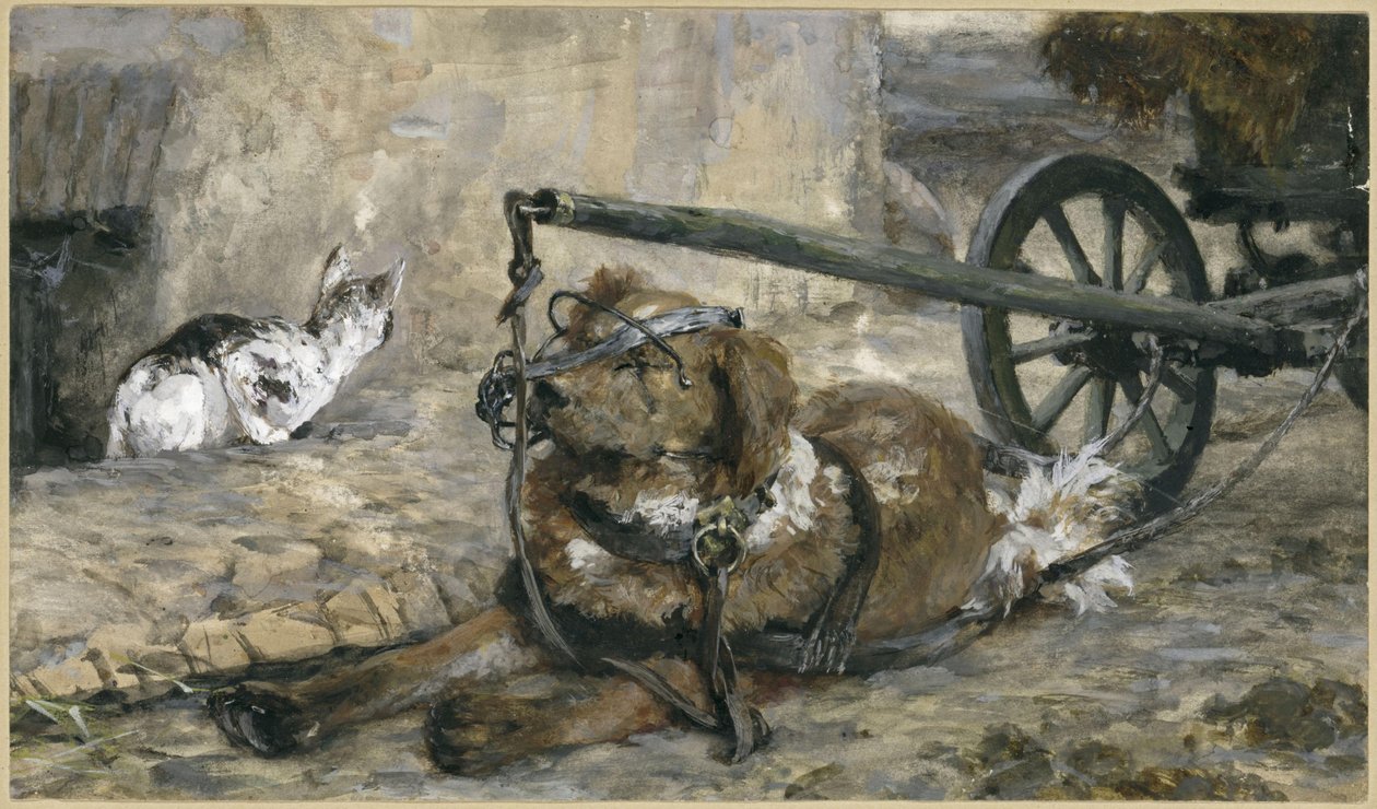 A vizsla és a macska. A „Gyermekalbumból” alkotó: Adolph Menzel