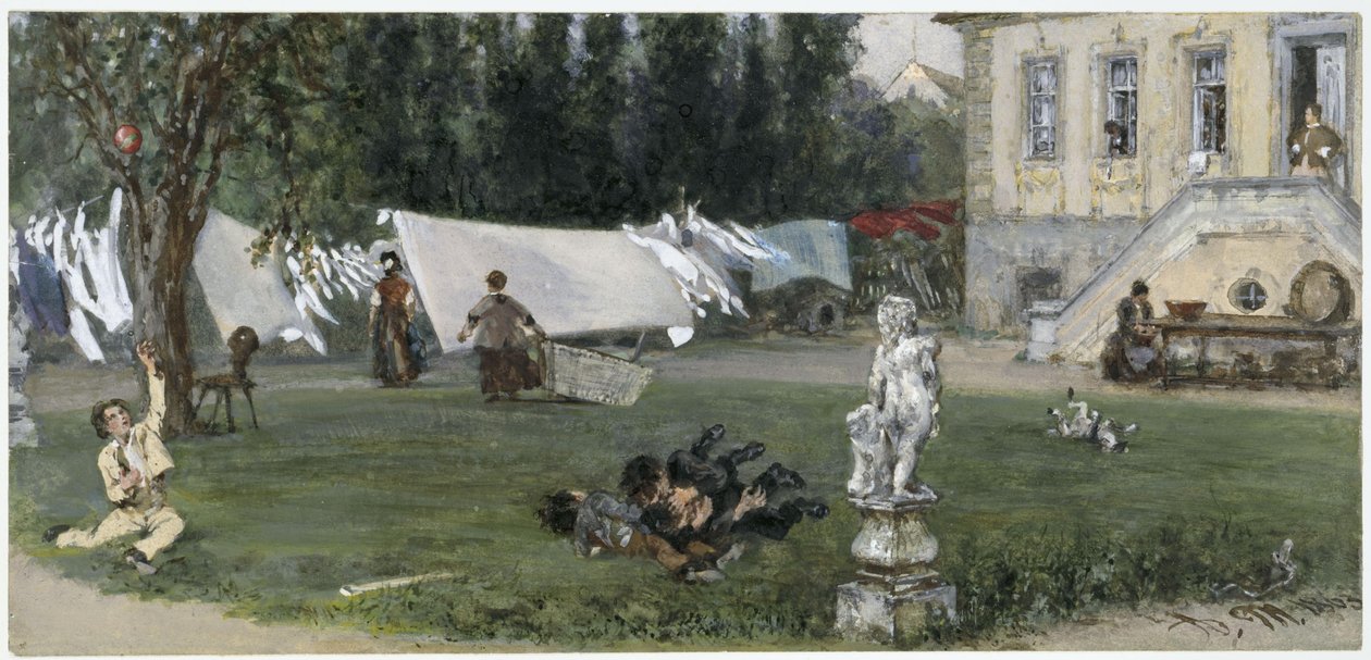 A szárítóhely. A „Gyermekalbumból” alkotó: Adolph Menzel
