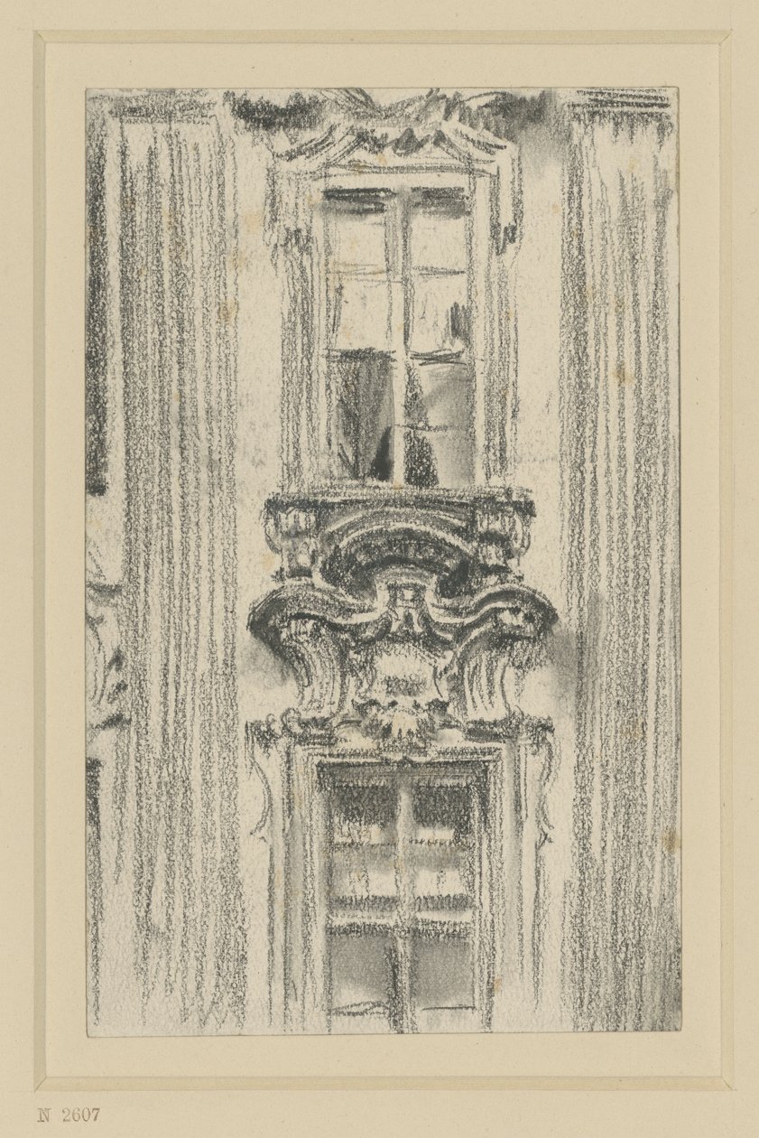 A drezdai British Hotel homlokzatának részletképe alkotó: Adolph Menzel