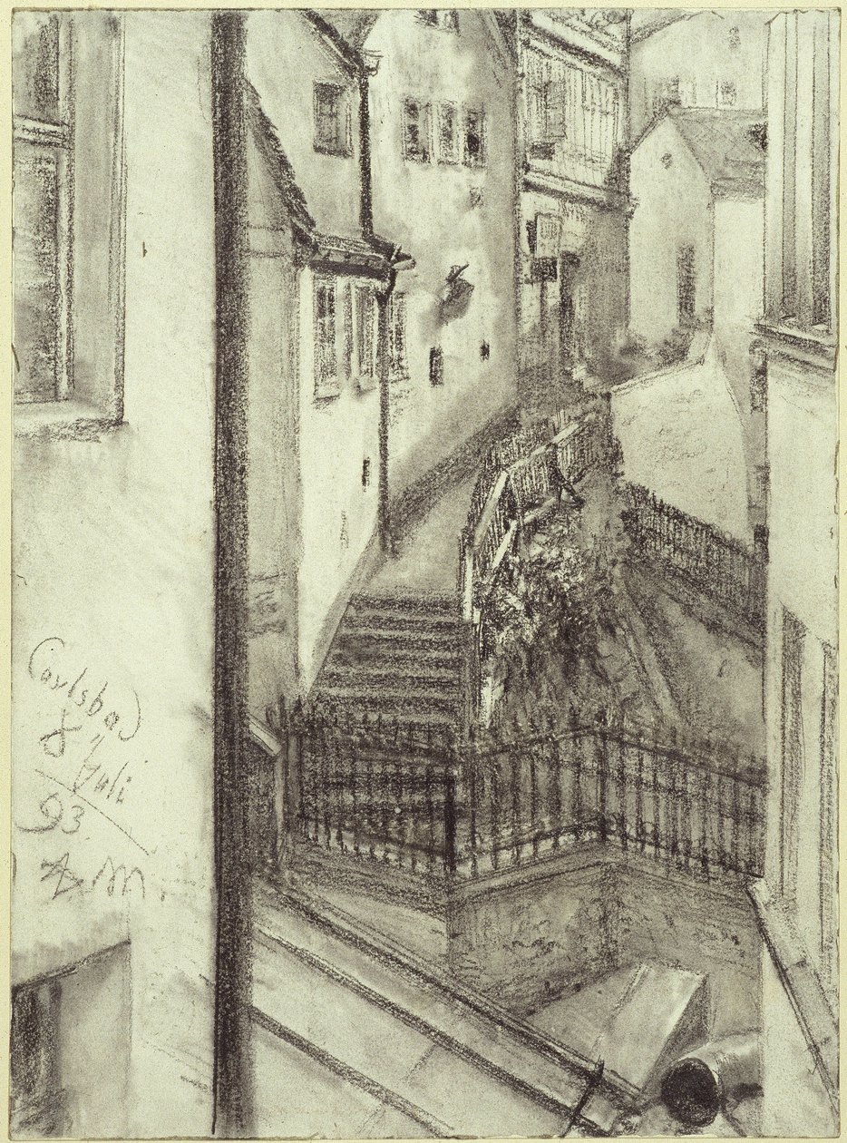 A Stiegengasse Karlovy Varyban alkotó: Adolph Menzel