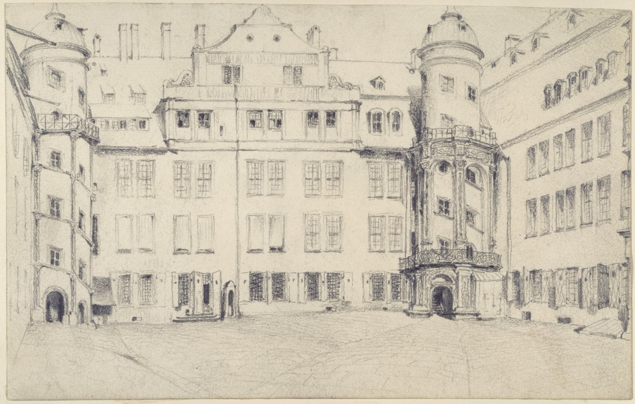 A drezdai nagy kastélyudvar nyugati oldala alkotó: Adolph Menzel