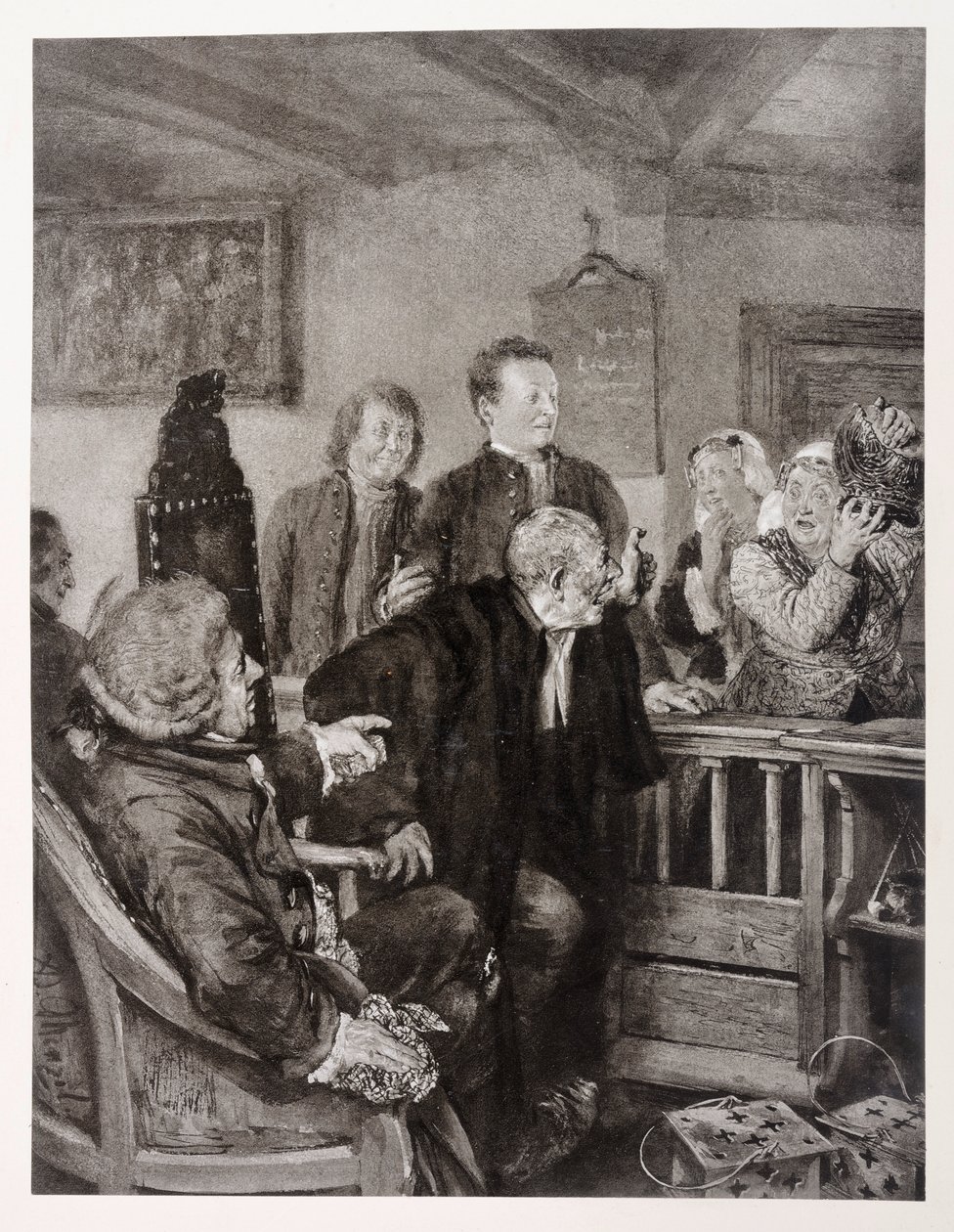 Marthes asszony vádja Heinrich von Kleist „A törött kancsó” című művével kapcsolatban alkotó: Adolph Menzel
