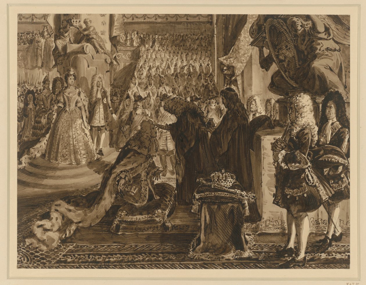 I. Frigyes porosz király, akit 1701. január 18-án Königsbergben koronáztak meg. Vázlat a „Brandenburgi–porosz történelem emlékei” című műhöz alkotó: Adolph Menzel