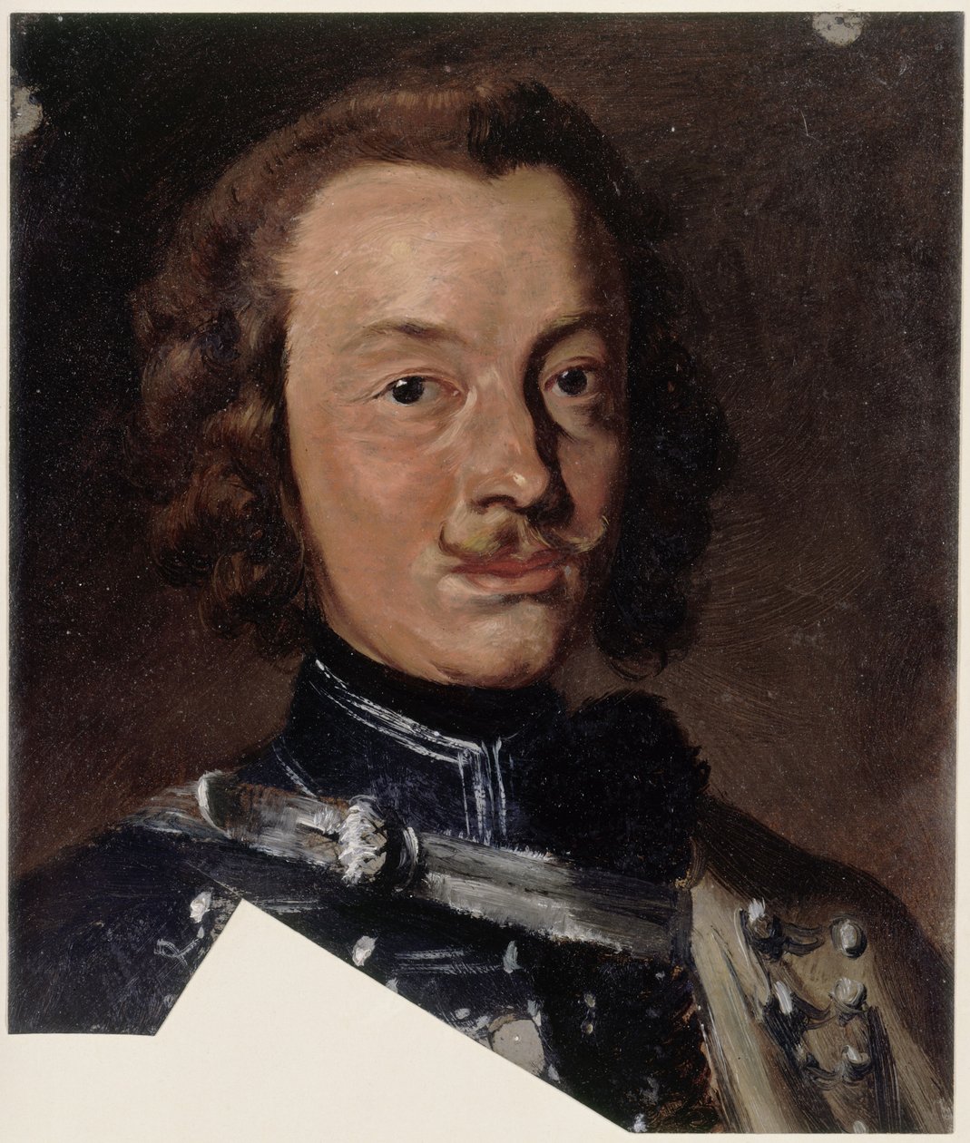Friedrich Wilhelm Freiherr von Seydlitz-Kurzbach, porosz lovassági tábornok, a 4. huszárezred századparancsnoka (a képen lent a dolmán zsinórozásának részlete); feje jobbra fordul, egyenesen előre néz alkotó: Adolph Menzel