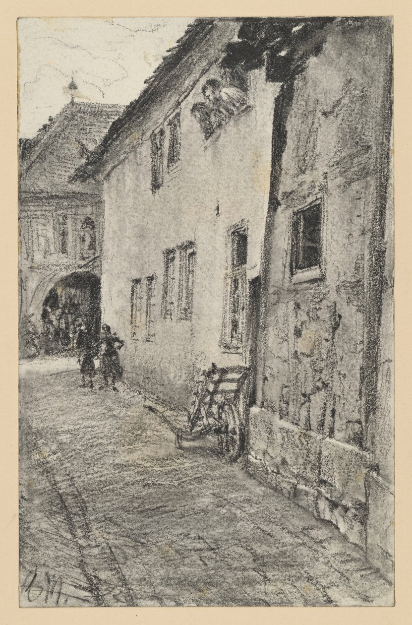 Sikátor kilátással egy házon átvezető félköríves átjáróra alkotó: Adolph Menzel