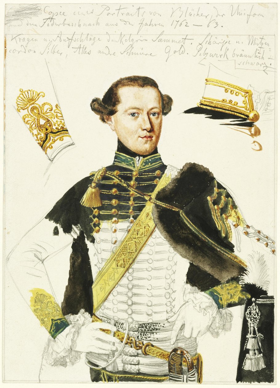 Gebhard Leberecht von Blücher. Egy festmény alapján készült vázlat alkotó: Adolph Menzel