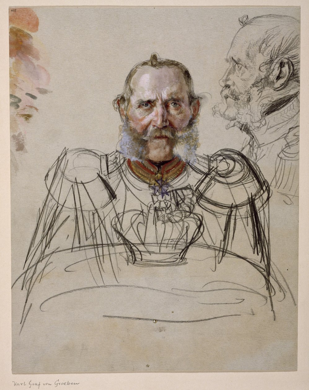 Karl von der Groeben gróf tábornok. Tanulmány I. Vilmos königsbergi koronázása című festményhez alkotó: Adolph Menzel