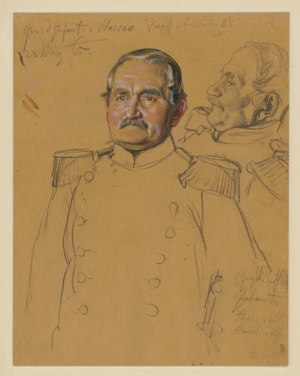 Von Wussow tábornok, portrévázlat a „I. Vilmos koronázása Königsbergben” című műhöz alkotó: Adolph Menzel