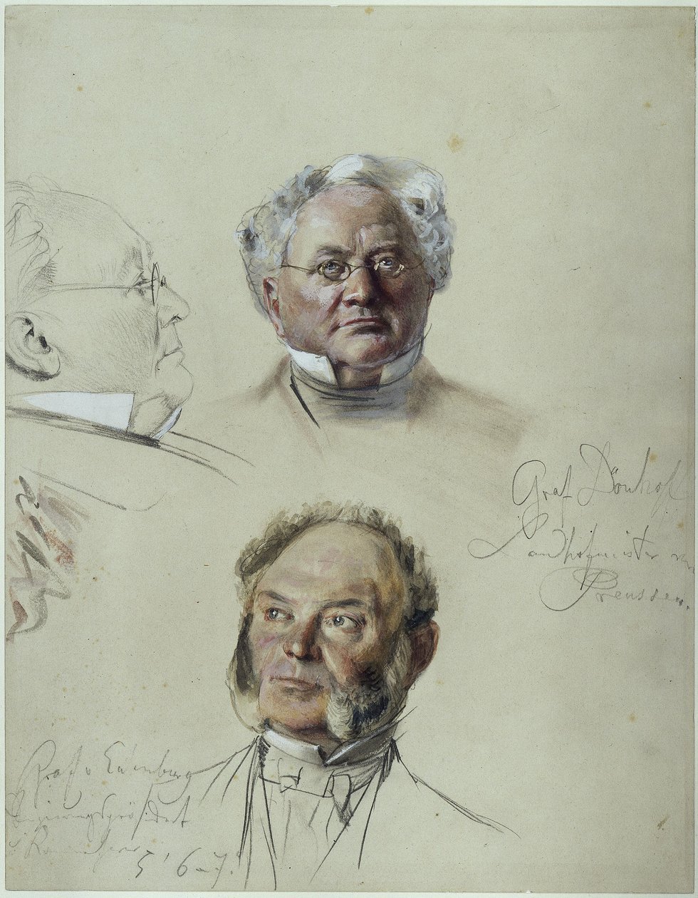 Eulenburg gróf és Dönhoff gróf. Tanulmány a „I. Vilmos koronázása Königsbergben” című festményhez alkotó: Adolph Menzel