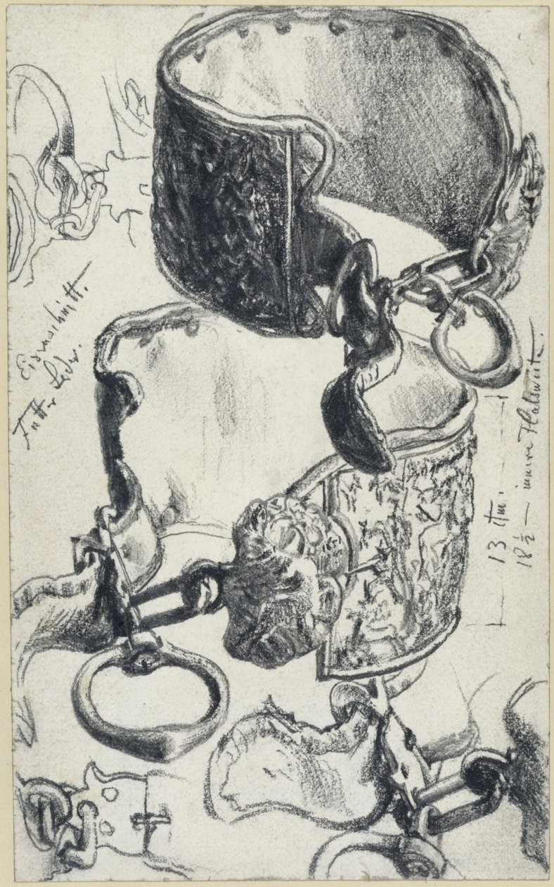 Kutyanyakörv egy 17. századi „Saupacker” számára, két nézetben és részletvizsgálatokkal, Történeti Múzeum, Drezda alkotó: Adolph Menzel