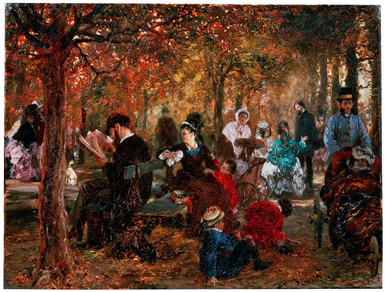 A Jardin de Luxembourgban A Jardin de Luxembourg visszaemlékezése, 1876. alkotó: Adolph Menzel