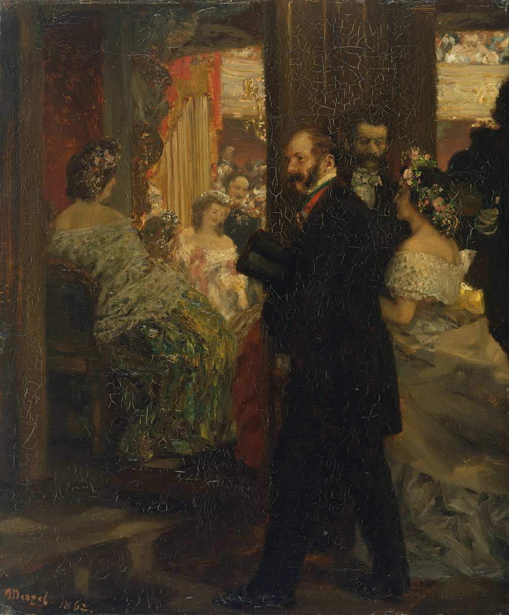Az Operaházban, 1862 (olaj, papír, kartonra illesztve) alkotó: Adolph Menzel
