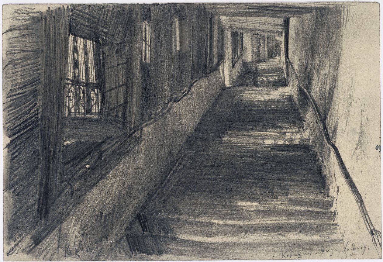 A kapucinus-lépcső Salzburgban alkotó: Adolph Menzel