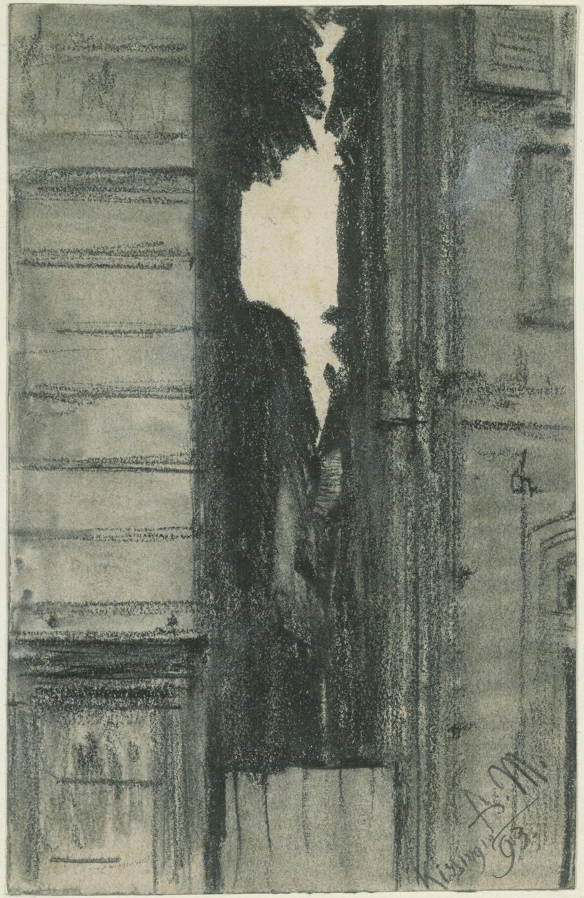 Kissingen: Szűk átjáró két ház között alkotó: Adolph Menzel