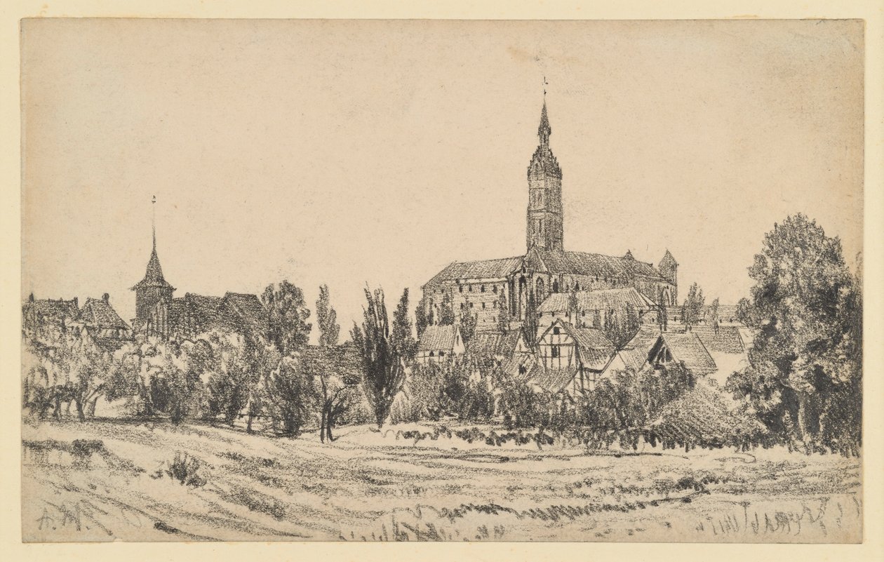 Kis város magas templomtoronnyal alkotó: Adolph Menzel