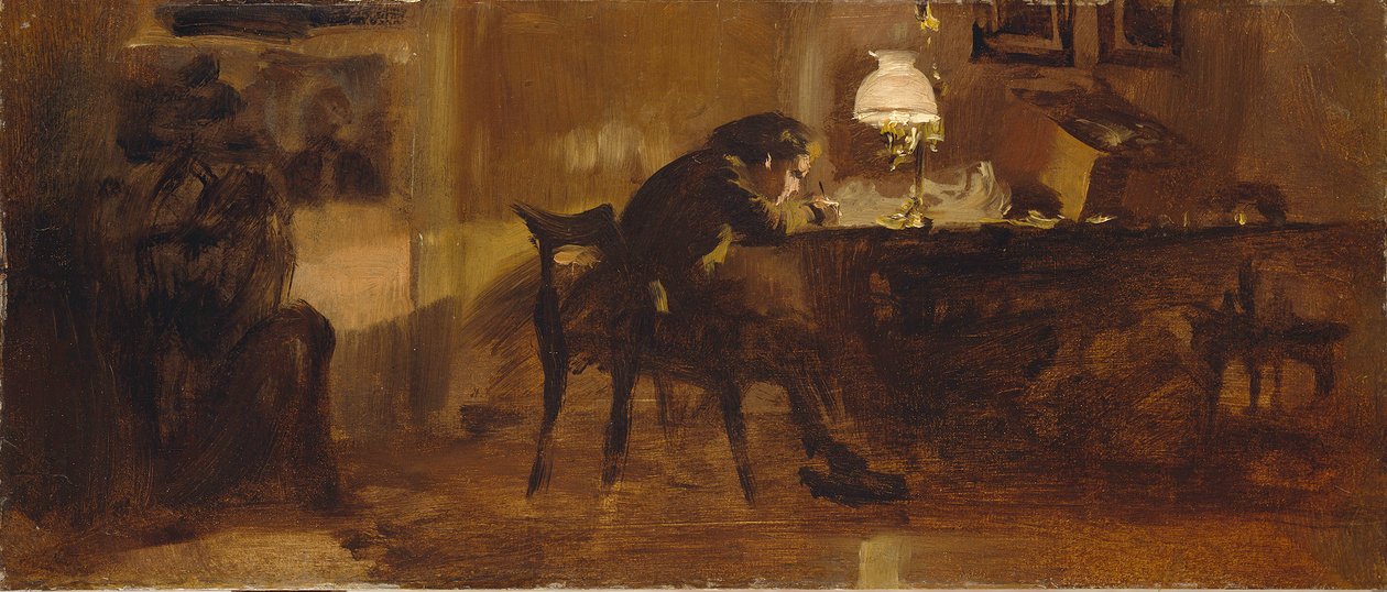 Fiú az íróasztalnál alkotó: Adolph Menzel