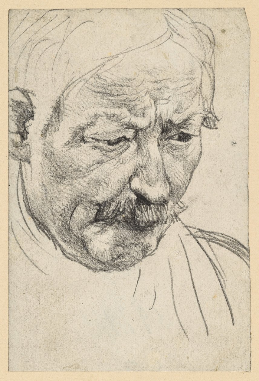 Bajuszos idős férfi feje alkotó: Adolph Menzel