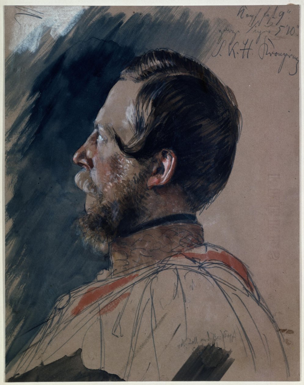 Friedrich Wilhelm trónörökös. Tanulmány a „I. Vilmos koronázása Königsbergben” című festményhez alkotó: Adolph Menzel