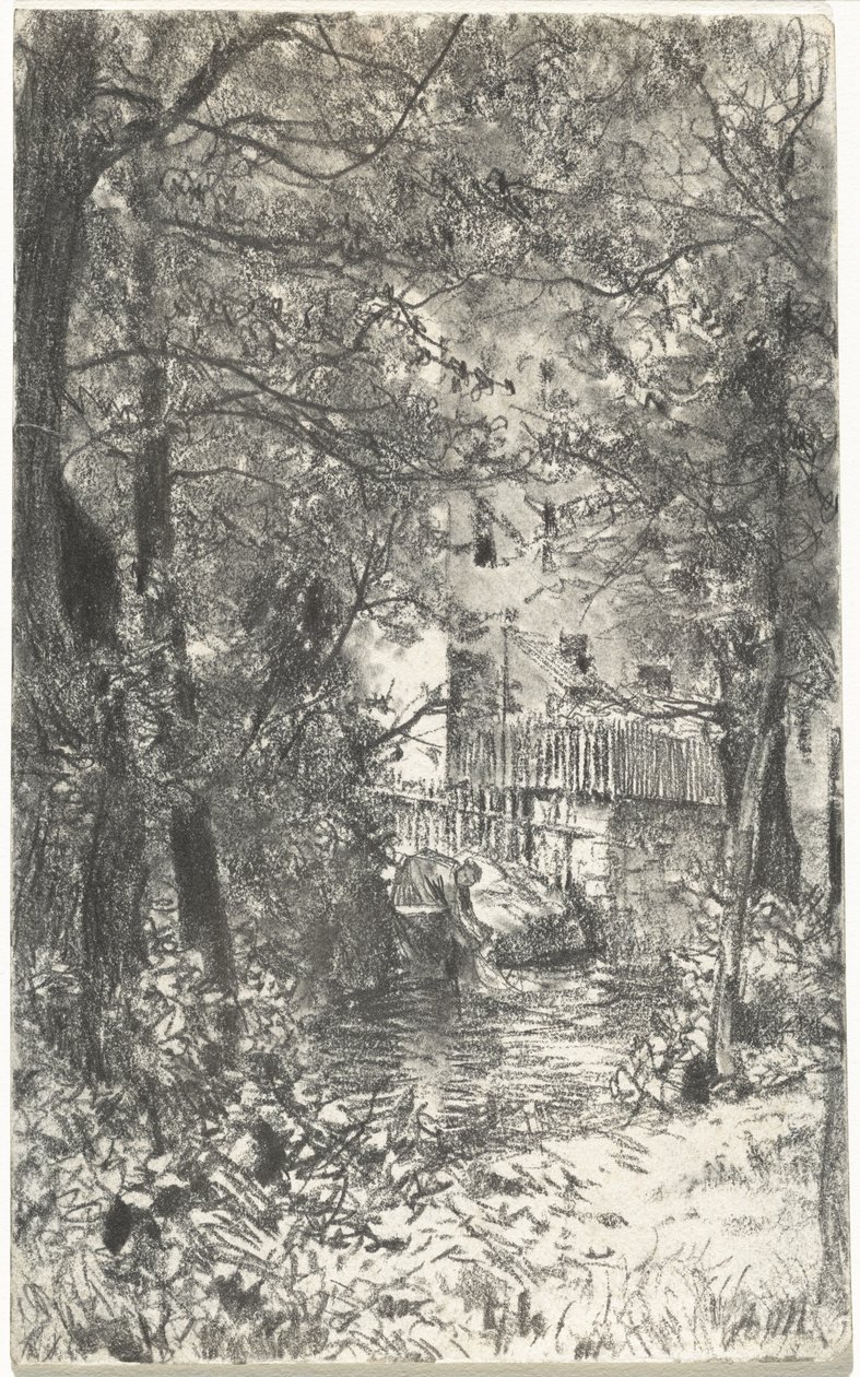 Táj egy mosónővel alkotó: Adolph Menzel