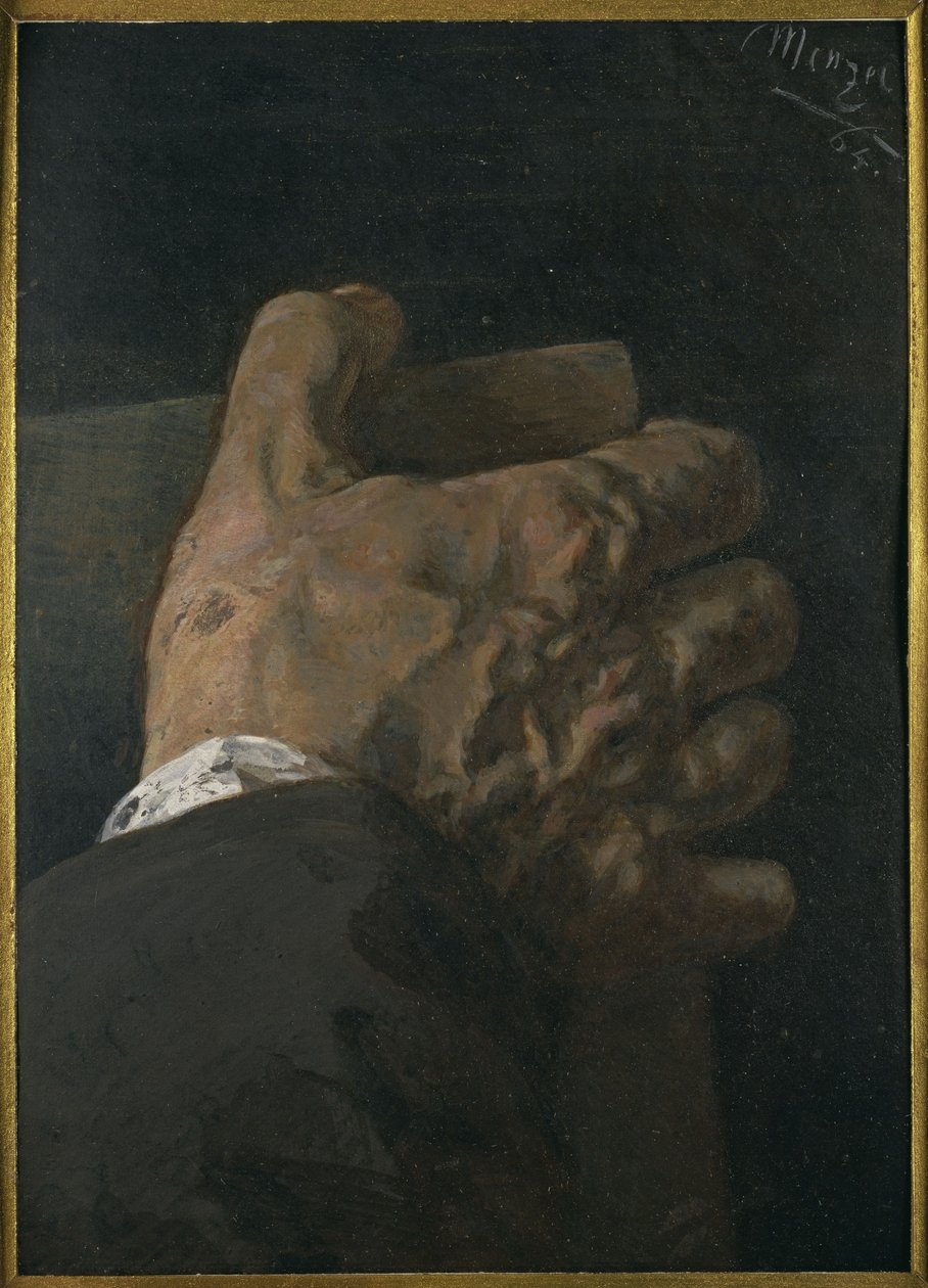 Férfikéz táblát fogva alkotó: Adolph Menzel