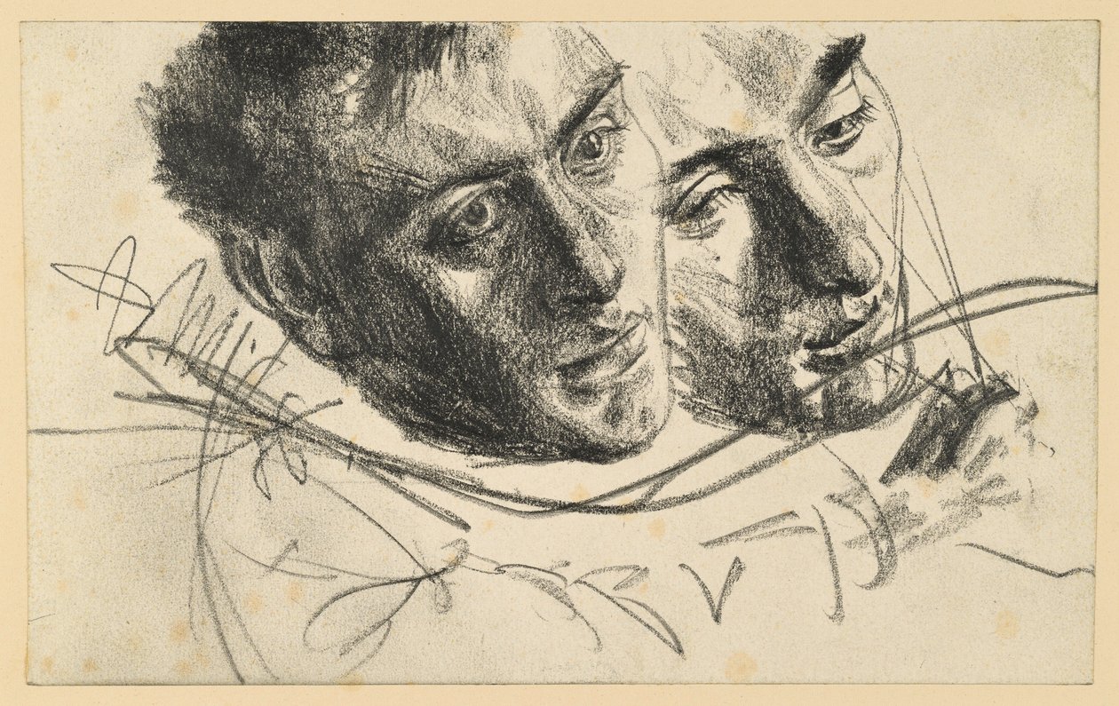 Férfi fej, jobbra és oldalra hajtva, két vázlat alkotó: Adolph Menzel