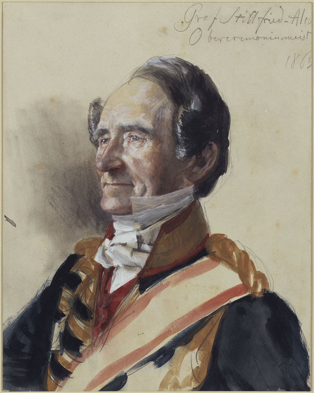 Rudolf Stillfried-Alcantara gróf főceremóniamester. Tanulmány az „I. Vilmos koronázása Königsbergben” című festményhez alkotó: Adolph Menzel