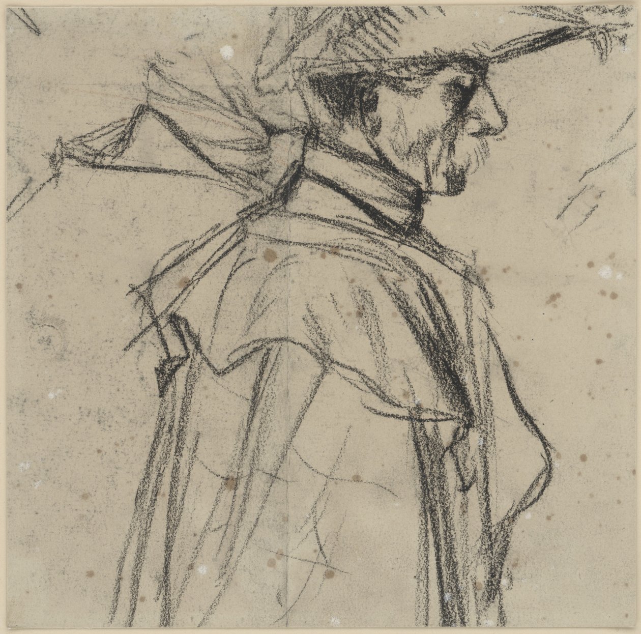 Kalapos, kabátos tiszt alkotó: Adolph Menzel