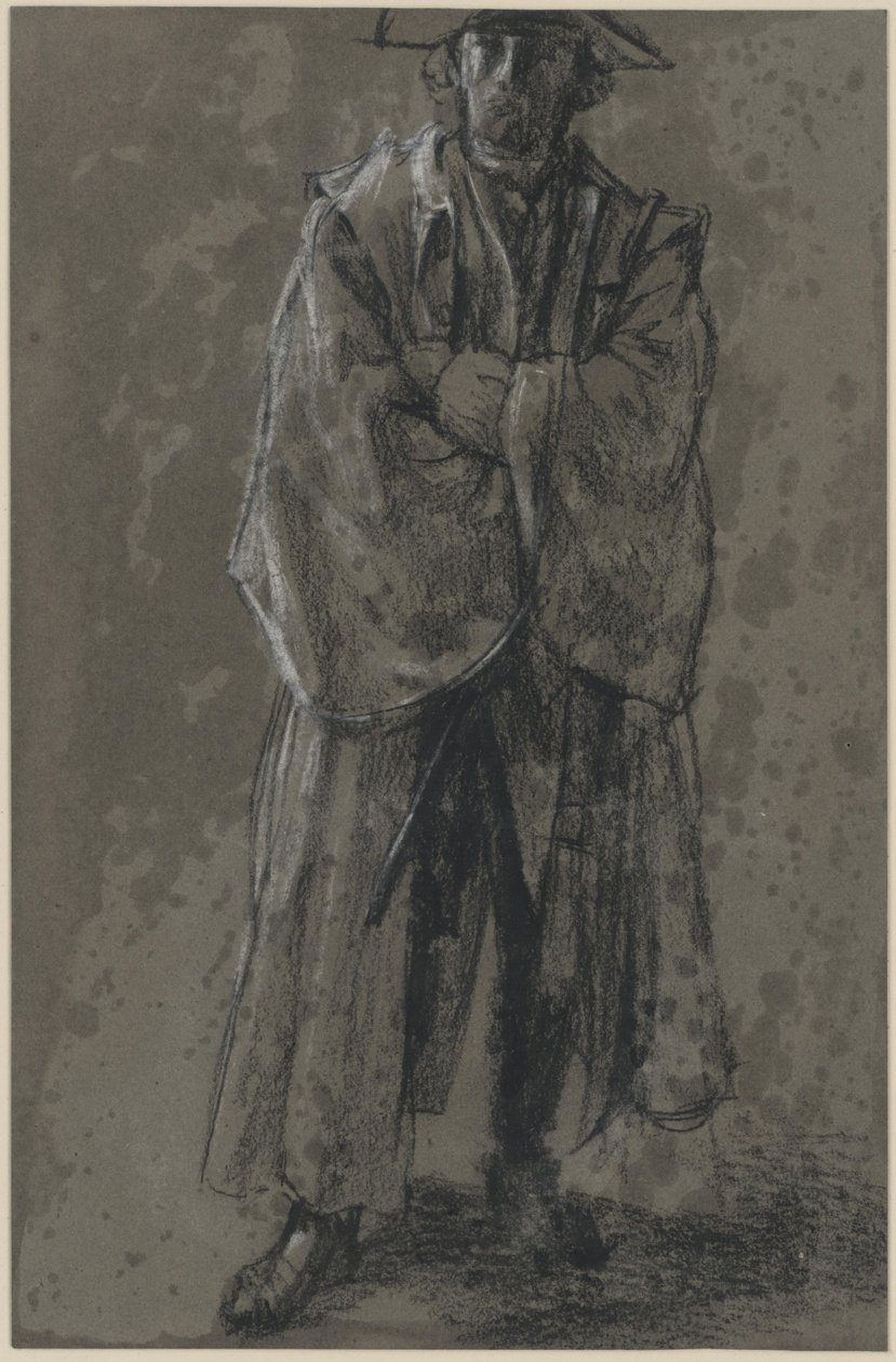 Tiszt kabátban és kalapban (Moritz von Anhalt-Dessau testtartási tanulmánya) alkotó: Adolph Menzel