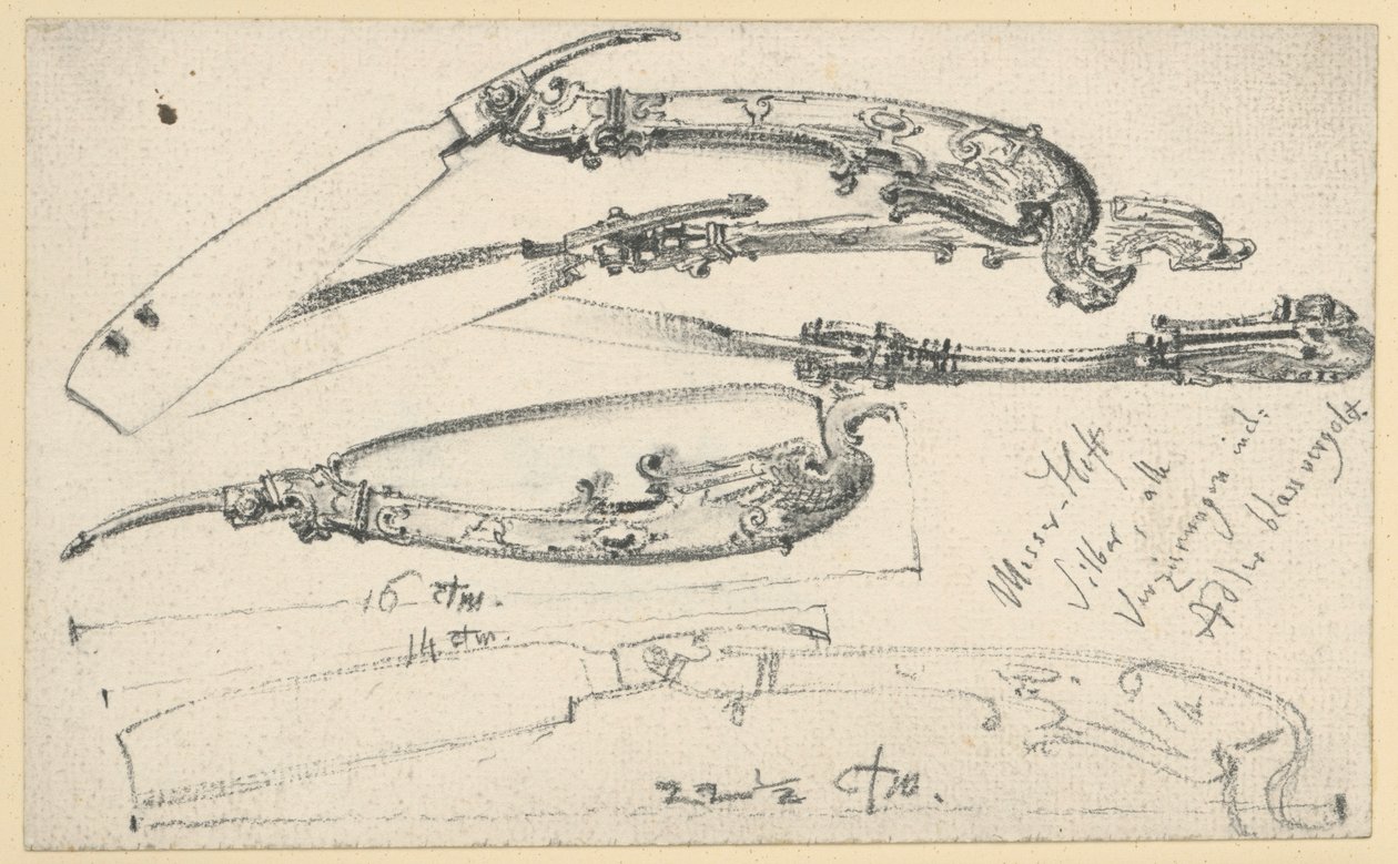 Borotvapenge, valószínűleg I. Johann Georg szász választófejedelem vadász- és munkásasztaláról, Történeti Múzeum, Drezda alkotó: Adolph Menzel